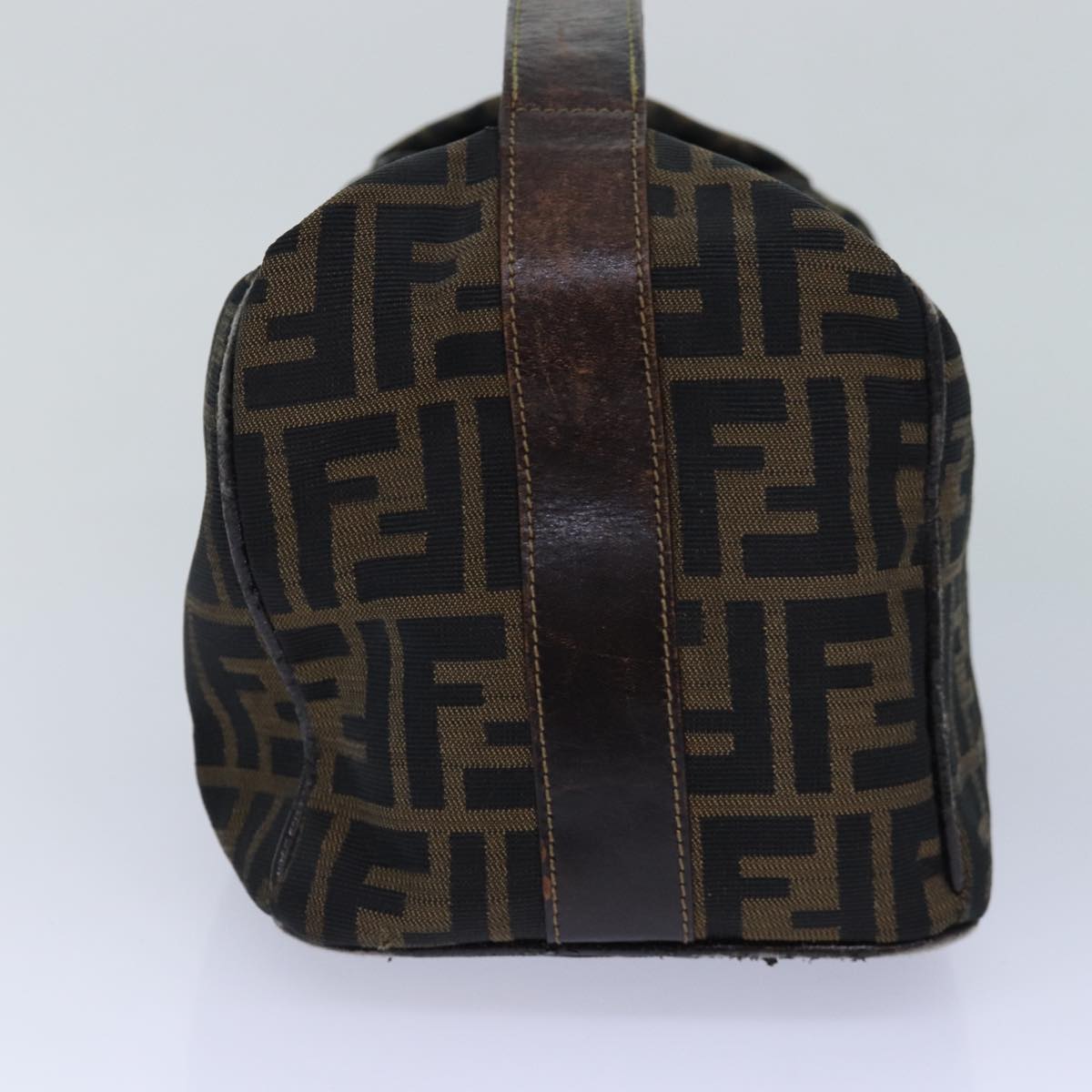 FENDI Zucca Canvas Vanity Pouch Brown Black gold86247