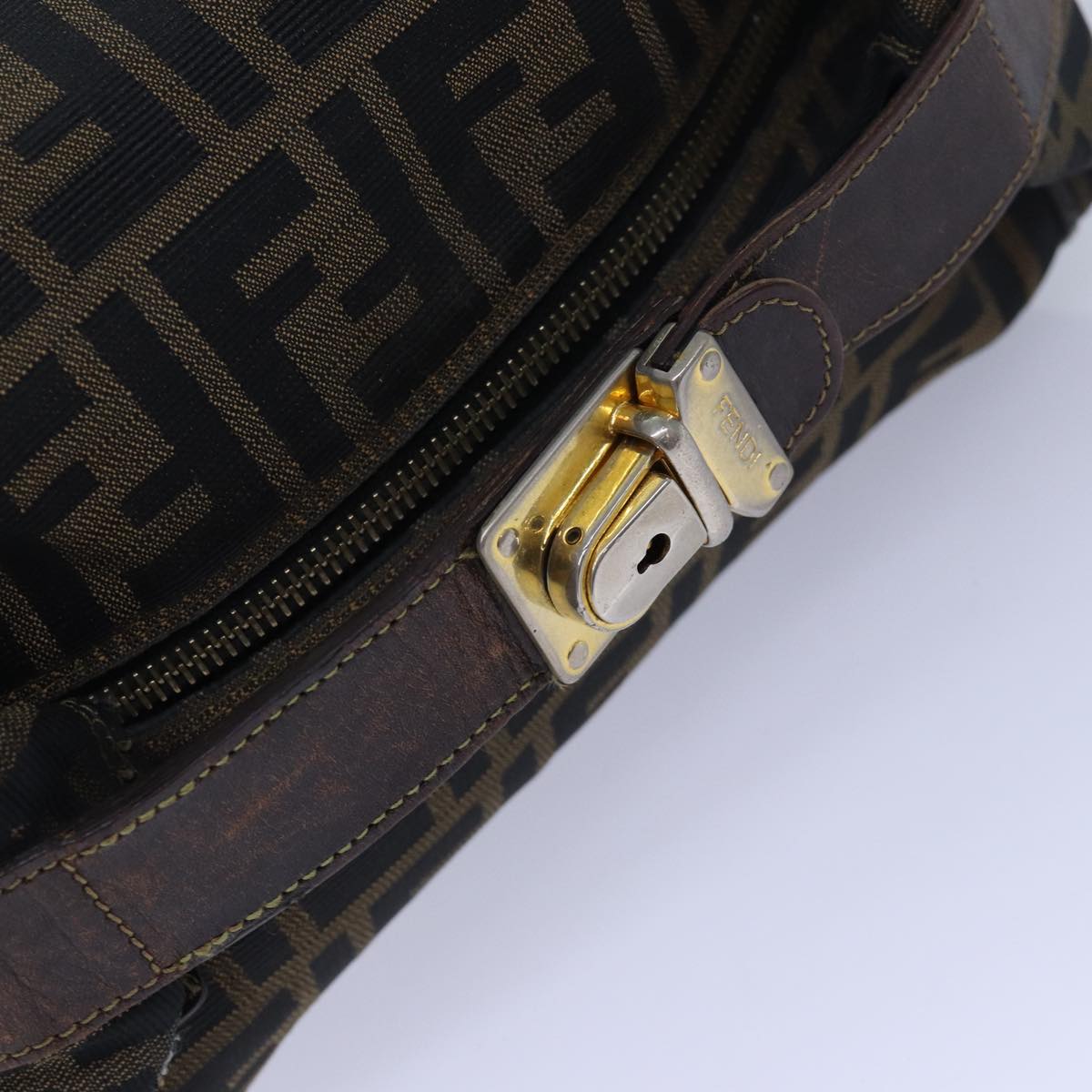 FENDI Zucca Canvas Vanity Pouch Brown Black gold86247
