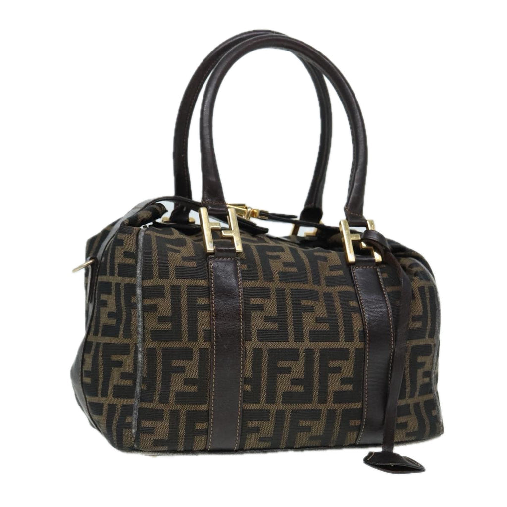 FENDI Zucca Canvas Hand Bag Brown Black gold86248