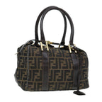 FENDI Zucca Canvas Hand Bag Brown Black gold86248