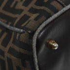 FENDI Zucca Canvas Hand Bag Brown Black gold86248