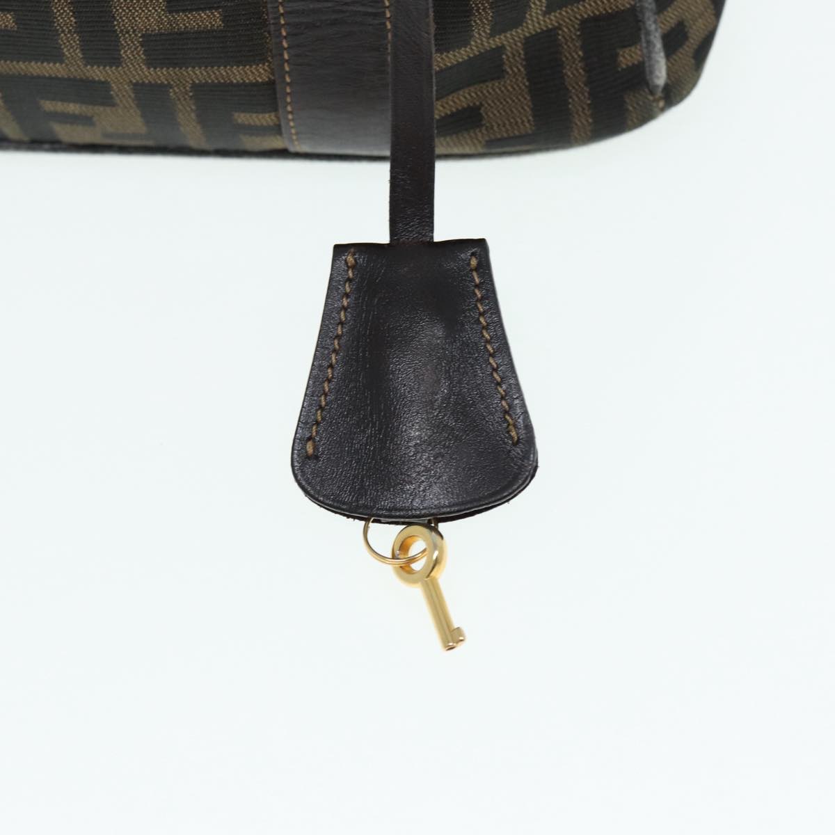 FENDI Zucca Canvas Hand Bag Brown Black gold86248