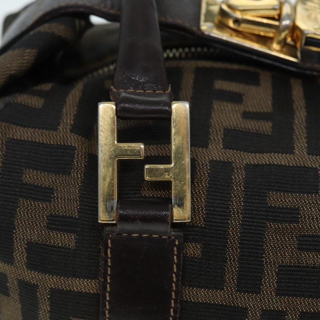 FENDI Zucca Canvas Hand Bag Brown Black gold86248