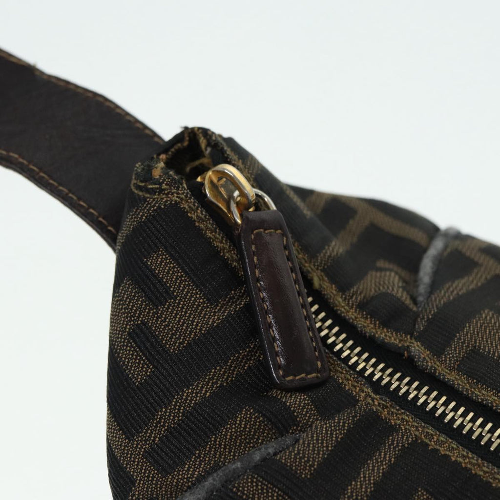FENDI Zucca Canvas Hand Bag Brown Black gold86248