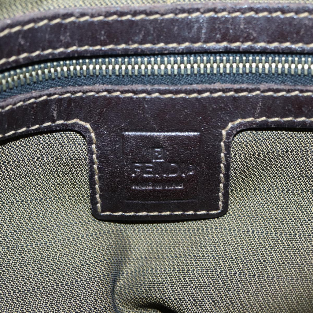 FENDI Zucca Canvas Hand Bag Brown Black gold86248