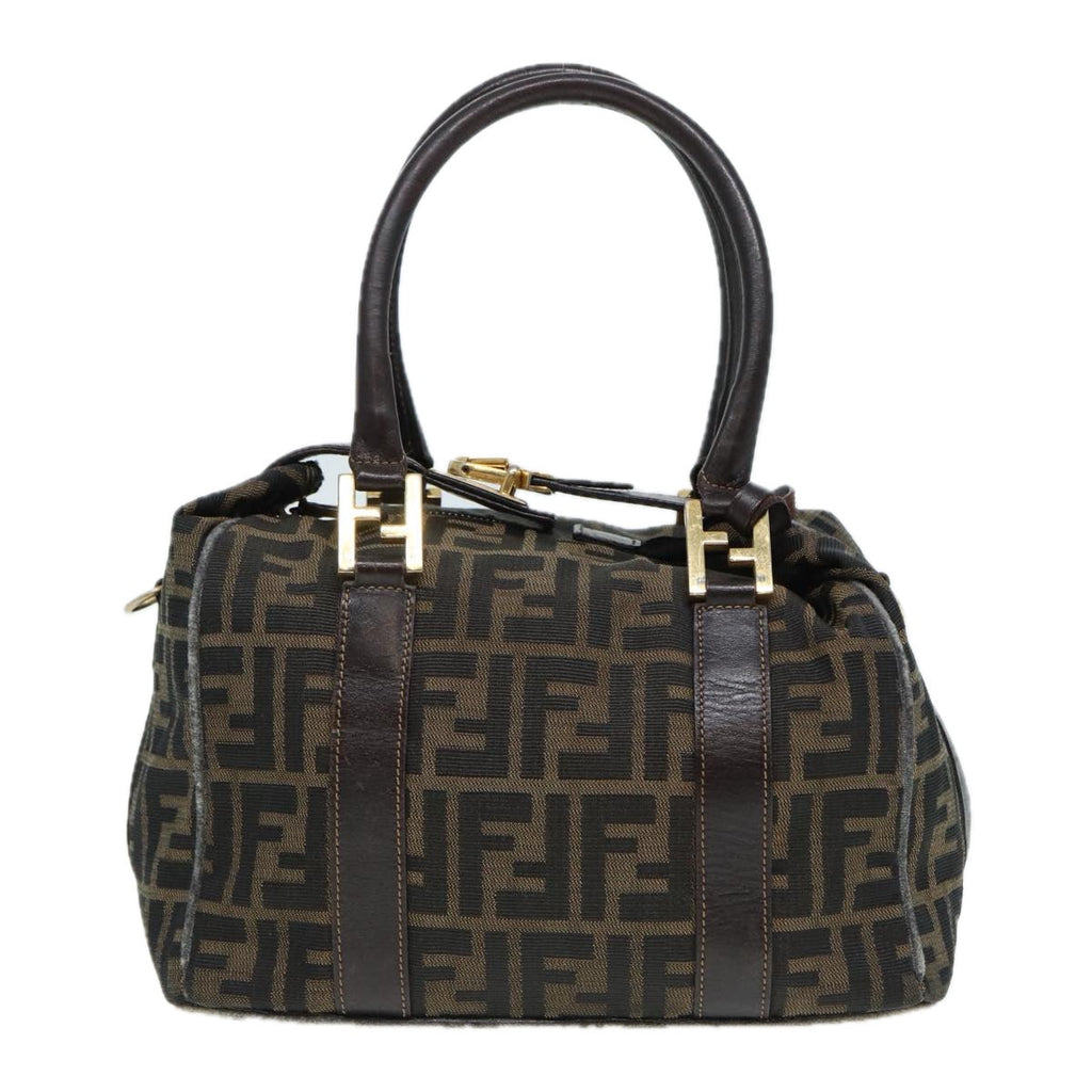 FENDI Zucca Canvas Hand Bag Brown Black gold86248