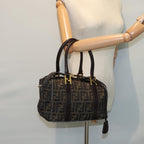 FENDI Zucca Canvas Hand Bag Brown Black gold86248