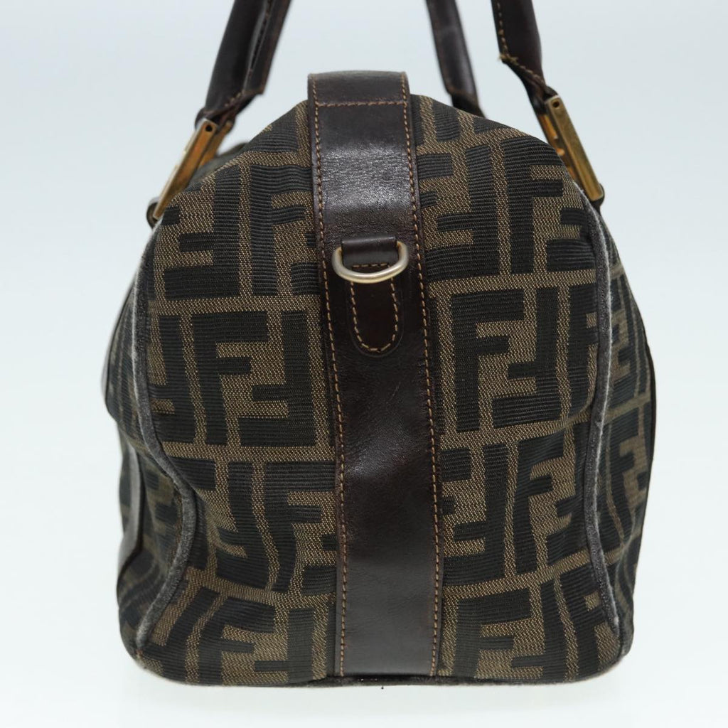 FENDI Zucca Canvas Hand Bag Brown Black gold86248