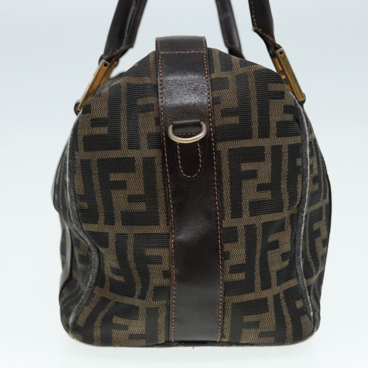 FENDI Zucca Canvas Hand Bag Brown Black gold86248