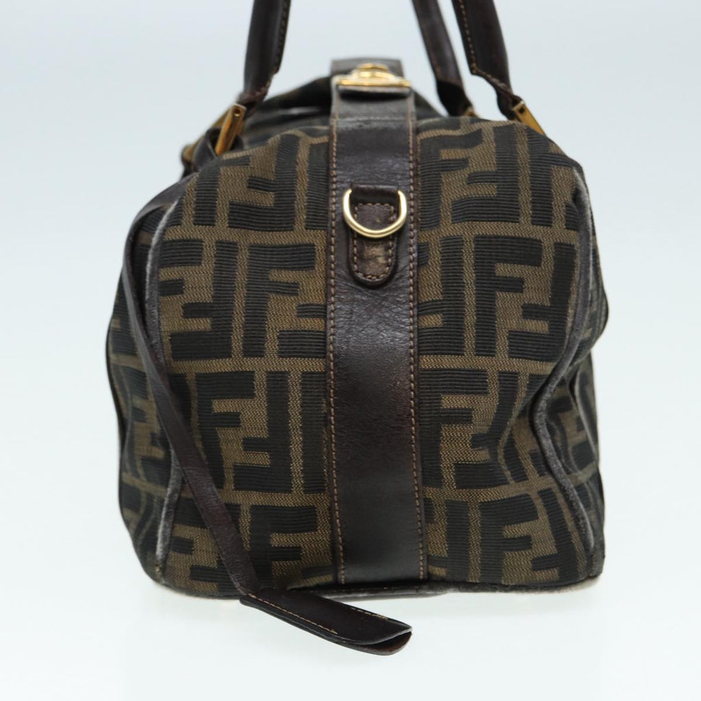 FENDI Zucca Canvas Hand Bag Brown Black gold86248