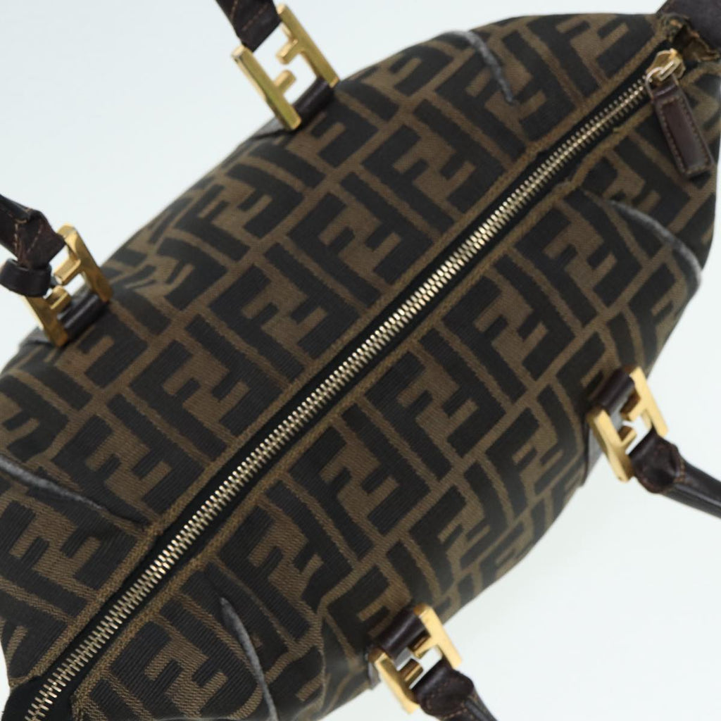 FENDI Zucca Canvas Hand Bag Brown Black gold86248