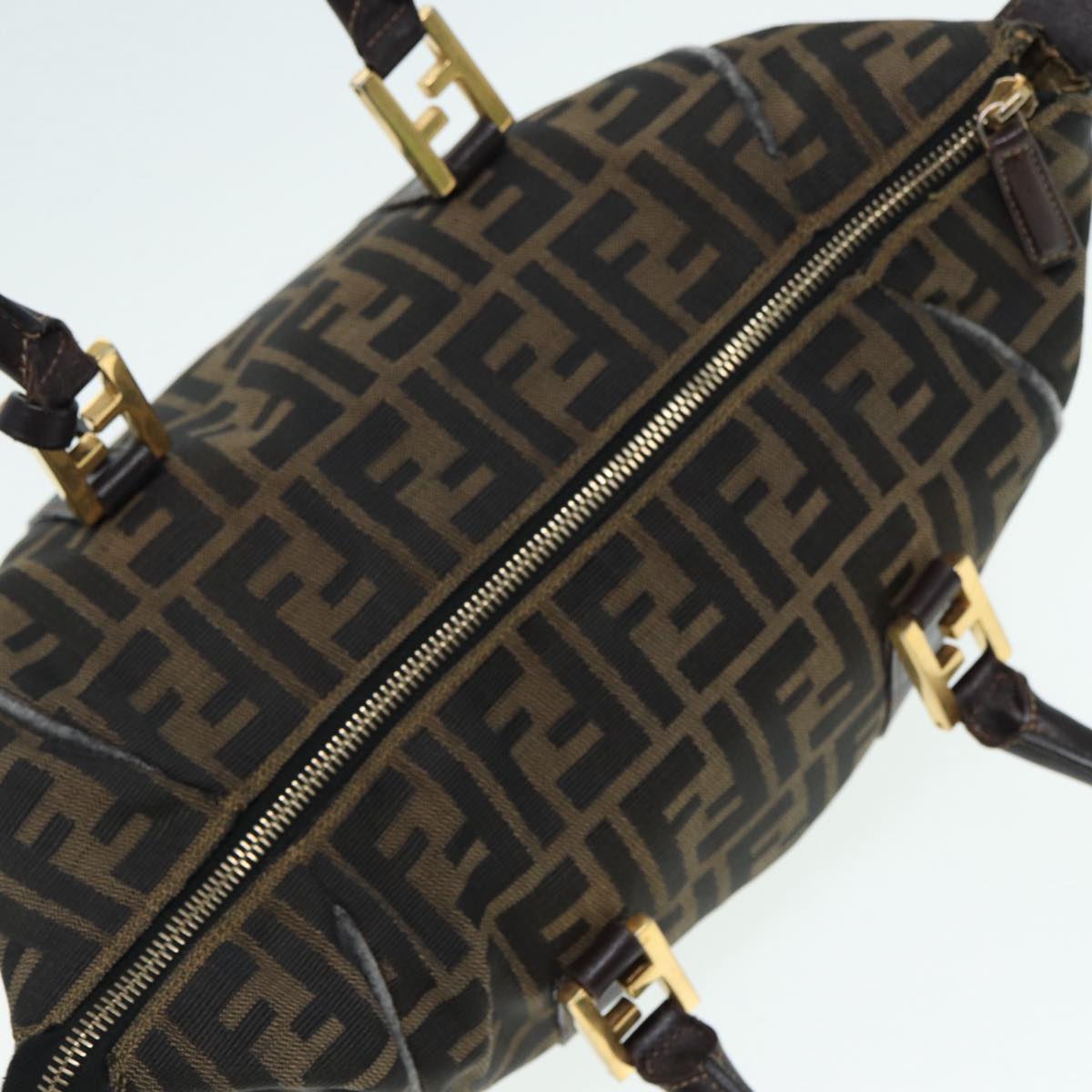 FENDI Zucca Canvas Hand Bag Brown Black gold86248