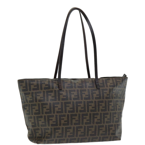 FENDI Zucca Canvas Tote Bag Brown Black gold86249