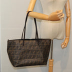 FENDI Zucca Canvas Tote Bag Brown Black gold86249