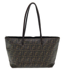 FENDI Zucca Canvas Tote Bag Brown Black gold86249