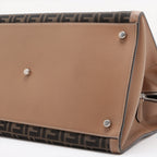 Fendi Zucca Peekaboo ICEY Forty 8 Leather Tote Bag Brown 7VA566