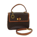 CELINE Macadam Canvas Hand Bag PVC Leather 2way Brown Gold Auth 86265