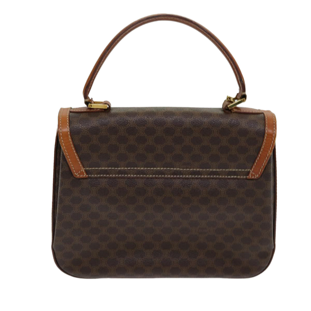 CELINE Macadam Canvas Hand Bag PVC Leather 2way Brown Gold Auth 86265