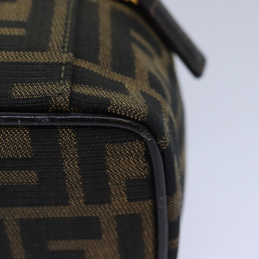 FENDI Zucca Canvas Vanity Pouch Brown Black gold86299