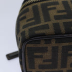 FENDI Zucca Canvas Vanity Pouch Brown Black gold86299