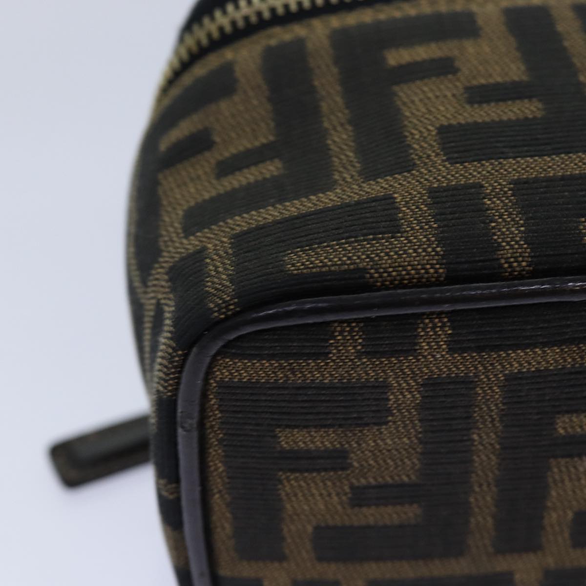 FENDI Zucca Canvas Vanity Pouch Brown Black gold86299