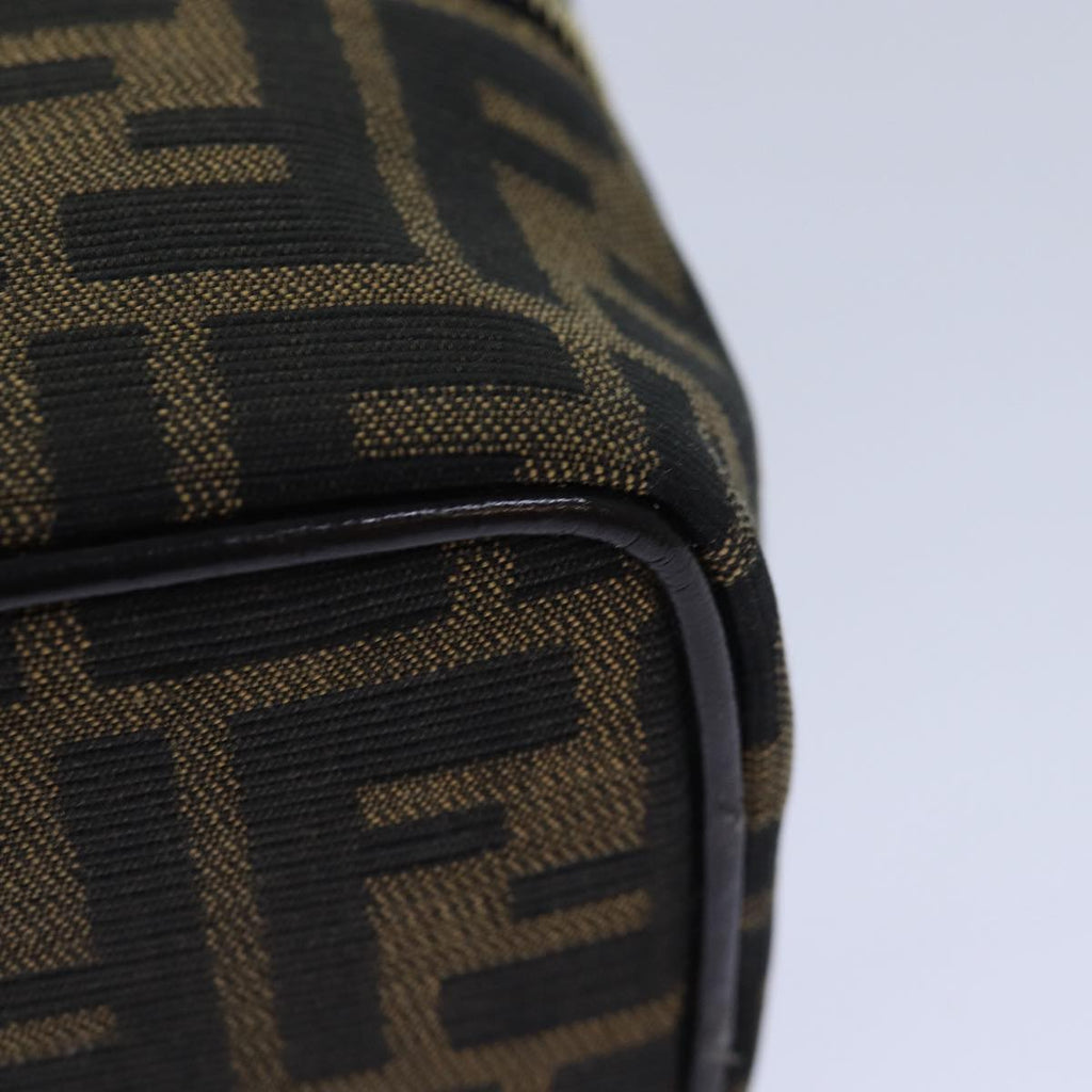 FENDI Zucca Canvas Vanity Pouch Brown Black gold86299