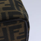 FENDI Zucca Canvas Vanity Pouch Brown Black gold86299