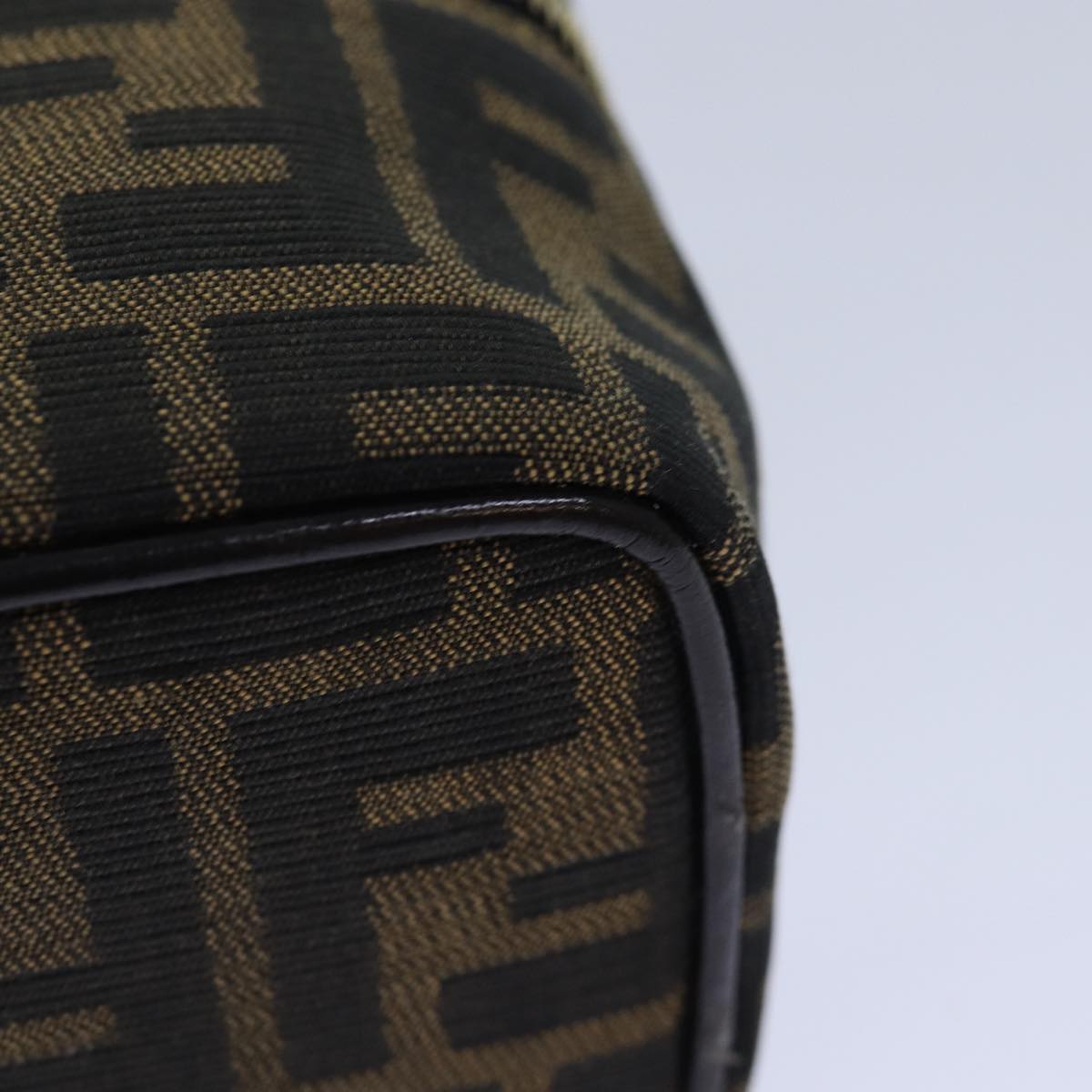 FENDI Zucca Canvas Vanity Pouch Brown Black gold86299