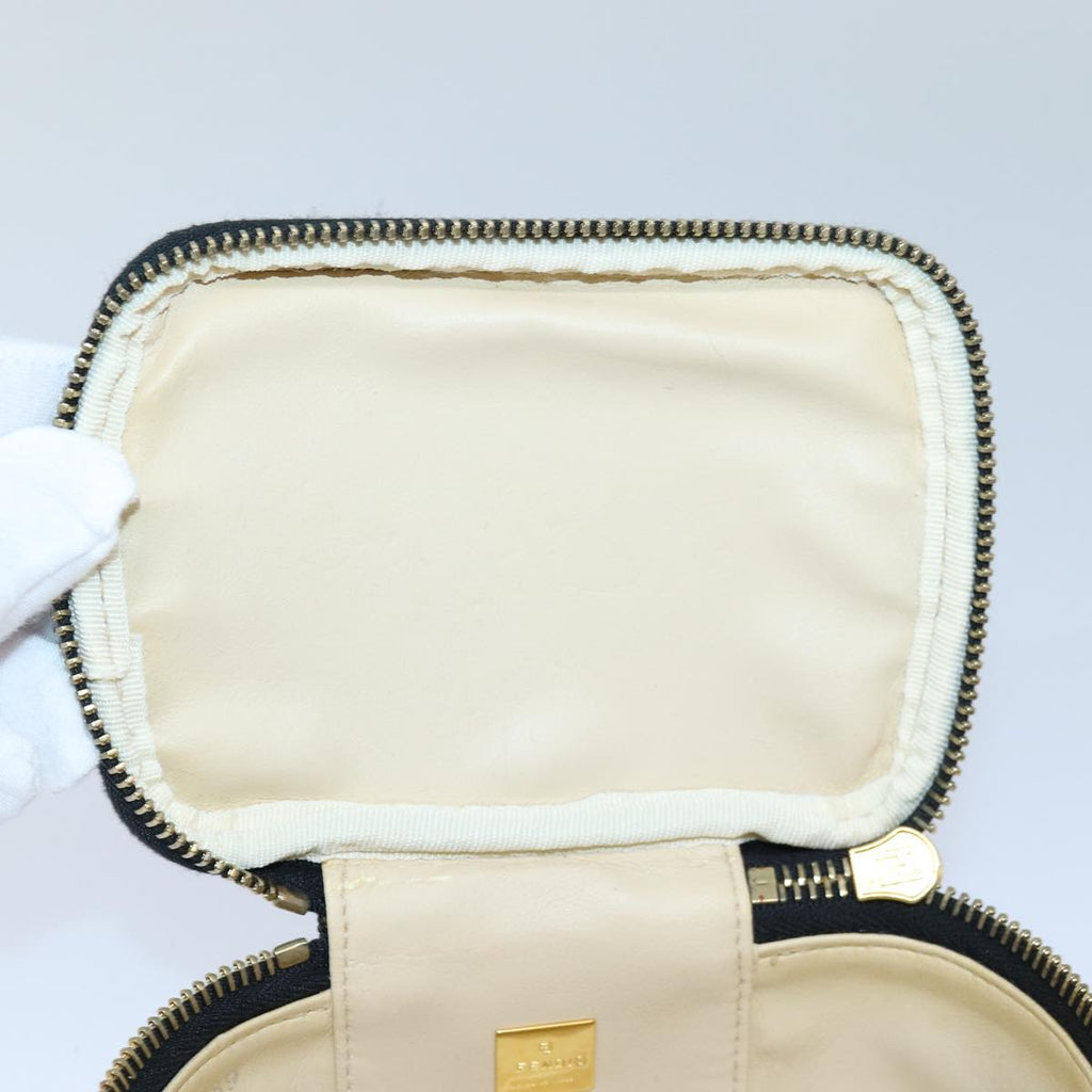 FENDI Zucca Canvas Vanity Pouch Brown Black gold86299
