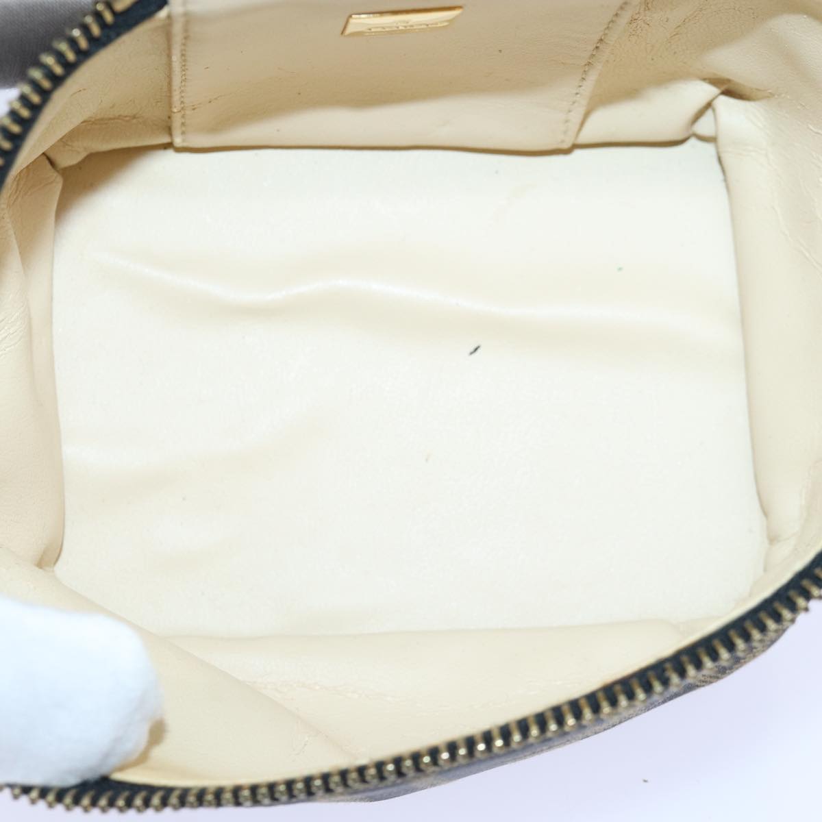 FENDI Zucca Canvas Vanity Pouch Brown Black gold86299