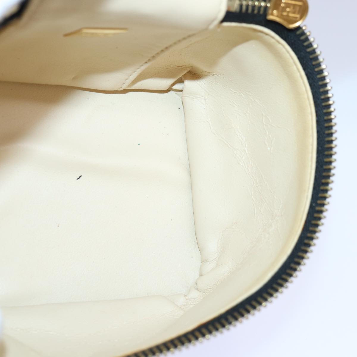 FENDI Zucca Canvas Vanity Pouch Brown Black gold86299