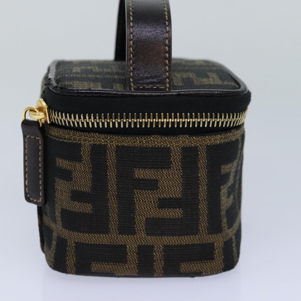 FENDI Zucca Canvas Vanity Pouch Brown Black gold86299