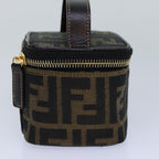 FENDI Zucca Canvas Vanity Pouch Brown Black gold86299