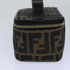 FENDI Zucca Canvas Vanity Pouch Brown Black gold86299