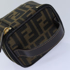 FENDI Zucca Canvas Vanity Pouch Brown Black gold86299