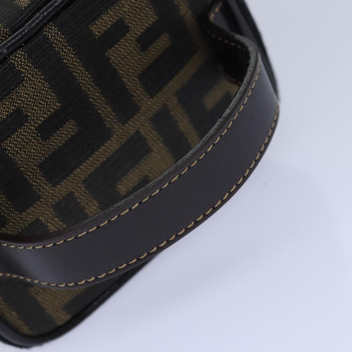 FENDI Zucca Canvas Vanity Pouch Brown Black gold86299