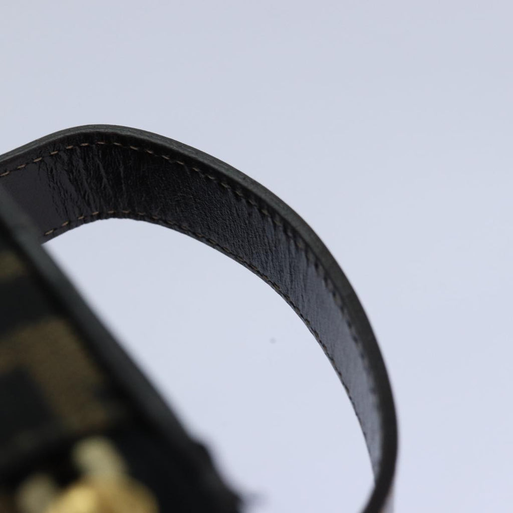 FENDI Zucca Canvas Vanity Pouch Brown Black gold86299