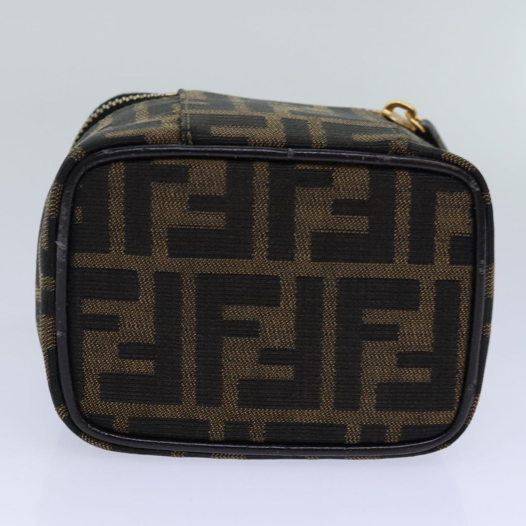 FENDI Zucca Canvas Vanity Pouch Brown Black gold86299