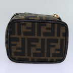 FENDI Zucca Canvas Vanity Pouch Brown Black gold86299