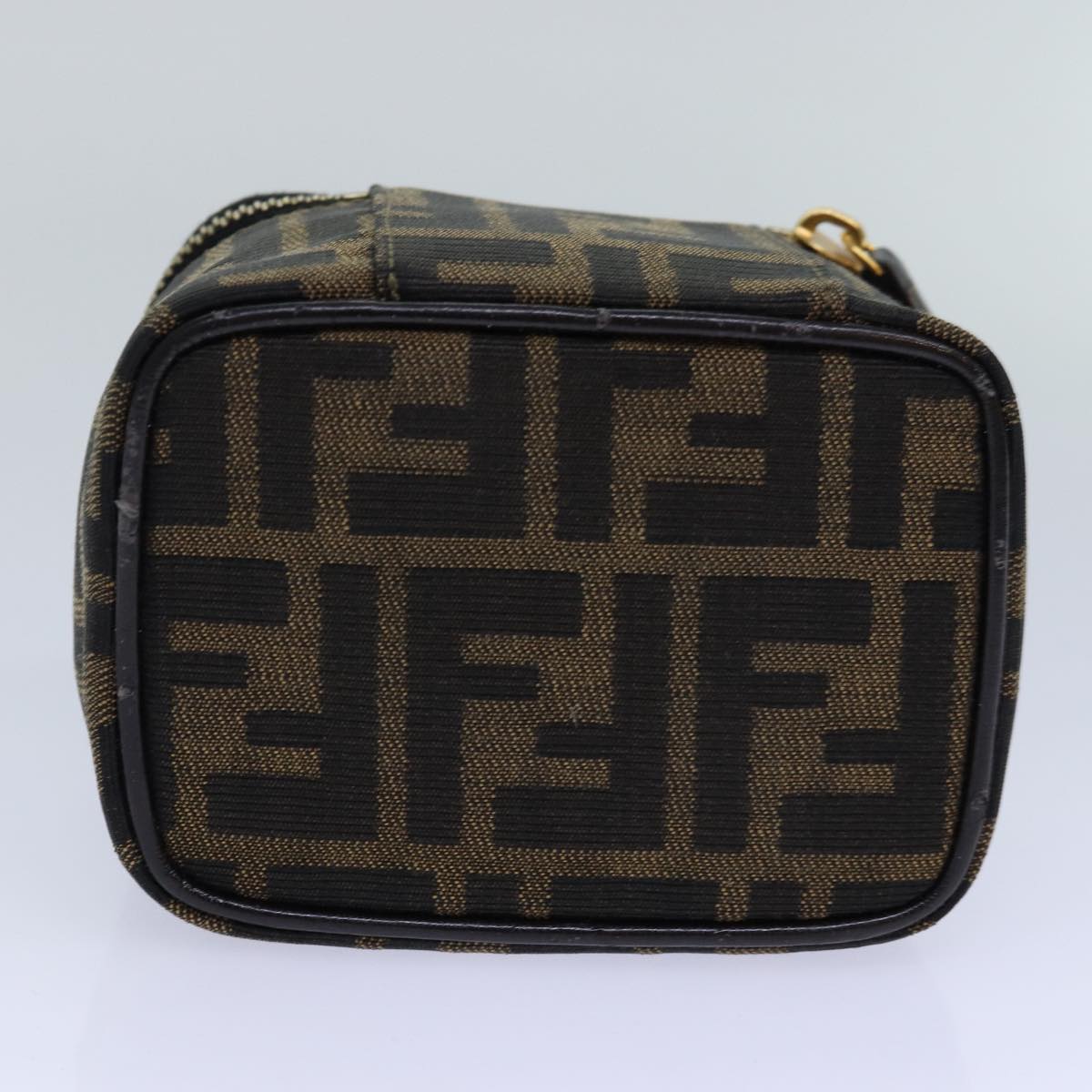 FENDI Zucca Canvas Vanity Pouch Brown Black gold86299
