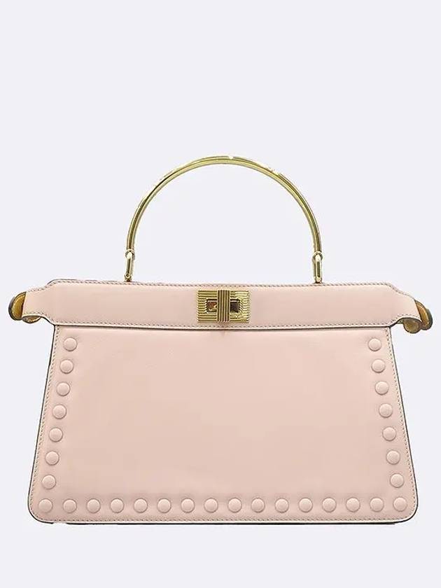 Fendi 8BN323 Pink color Peekaboo I SEE U IC gold handle tote bag