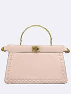 Fendi 8BN323 Pink color Peekaboo I SEE U IC gold handle tote bag