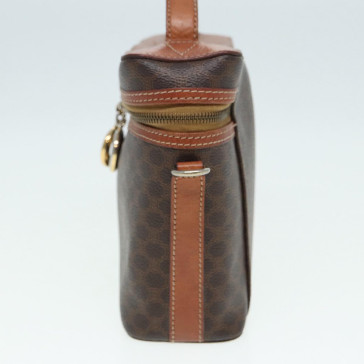 CELINE Macadam Canvas Hand Bag PVC Leather 2way Brown Gold Auth 86428