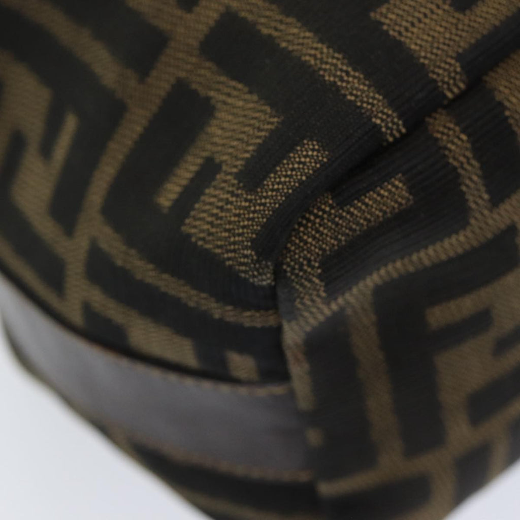 FENDI Zucca Canvas Vanity Pouch Brown Black gold86430