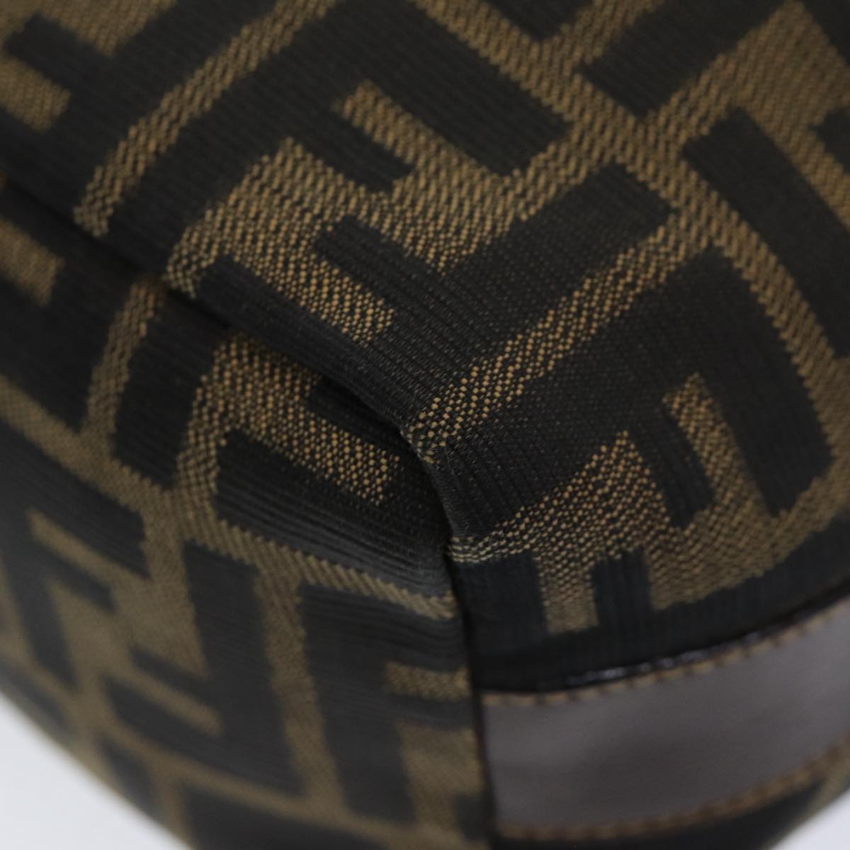 FENDI Zucca Canvas Vanity Pouch Brown Black gold86430