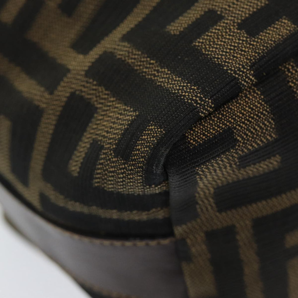 FENDI Zucca Canvas Vanity Pouch Brown Black gold86430