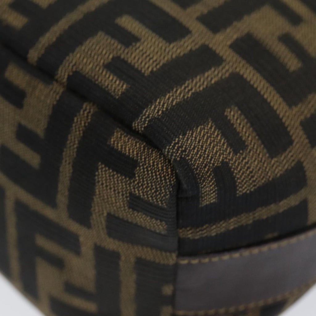 FENDI Zucca Canvas Vanity Pouch Brown Black gold86430
