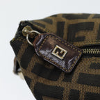 FENDI Zucca Canvas Vanity Pouch Brown Black gold86430