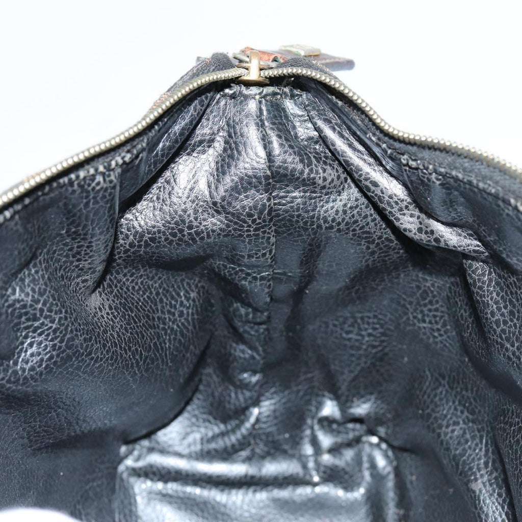 FENDI Zucca Canvas Vanity Pouch Brown Black gold86430