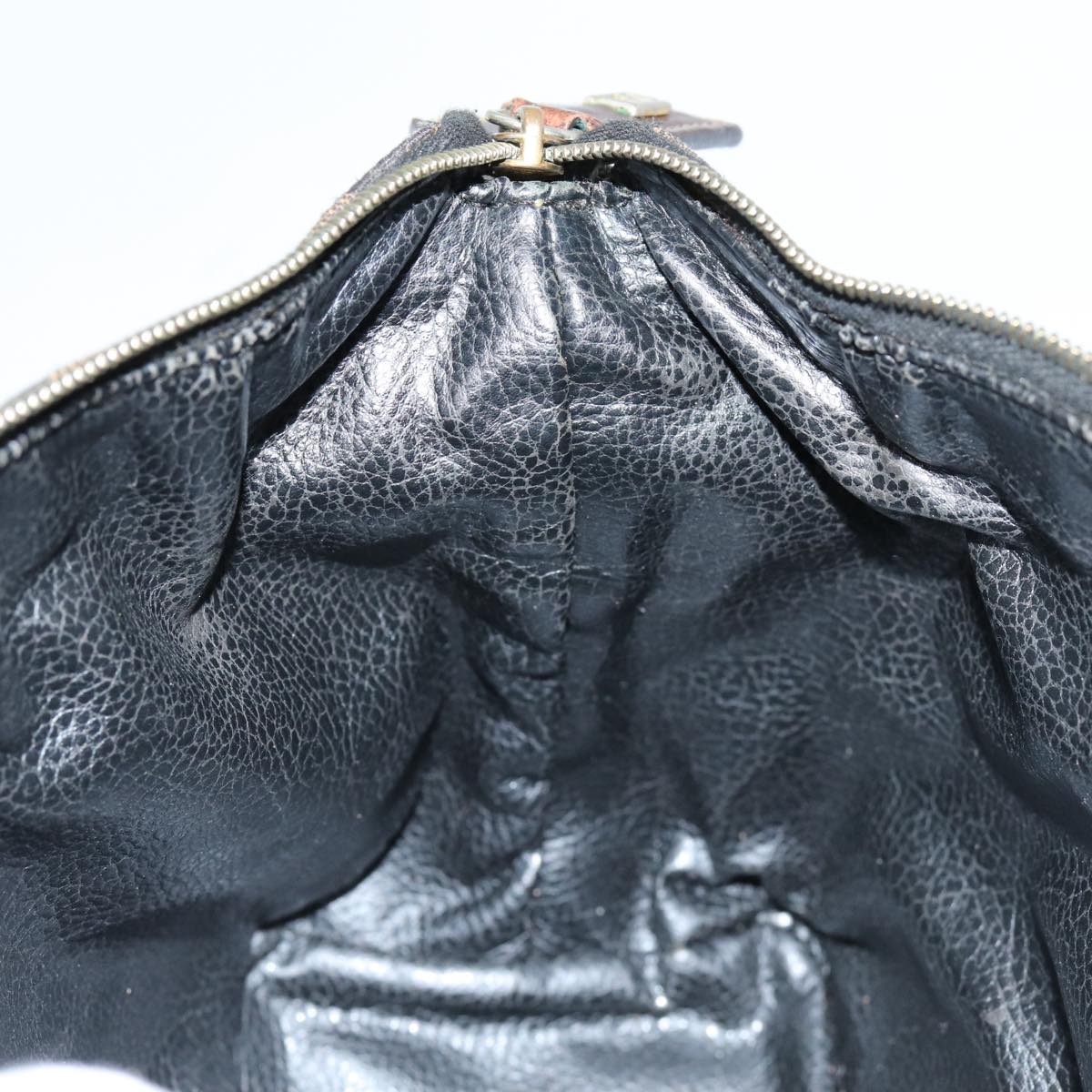 FENDI Zucca Canvas Vanity Pouch Brown Black gold86430